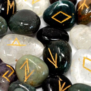 Rune-36 - Runes indiennes dans une pochette - Mélange aléatoire de pierres et de signes - Vendu en 1x unité/s par extérieur 3
