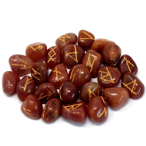 Rune-39 - Runes Stone Set in Pouch - Red Aventurine - Sold in 1x unit/s per outer