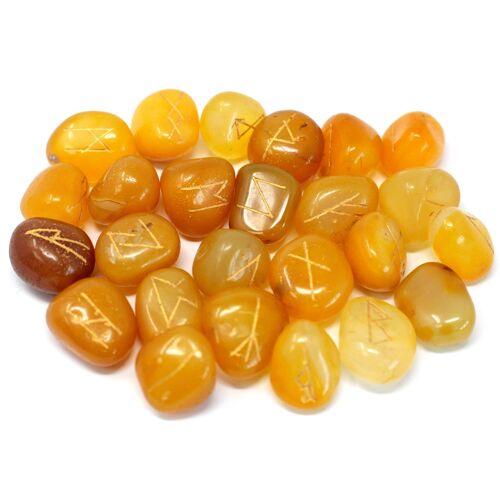 Rune-40 - Runes Stone Set in Pouch - Yellow Onyx - Sold in 1x unit/s per outer