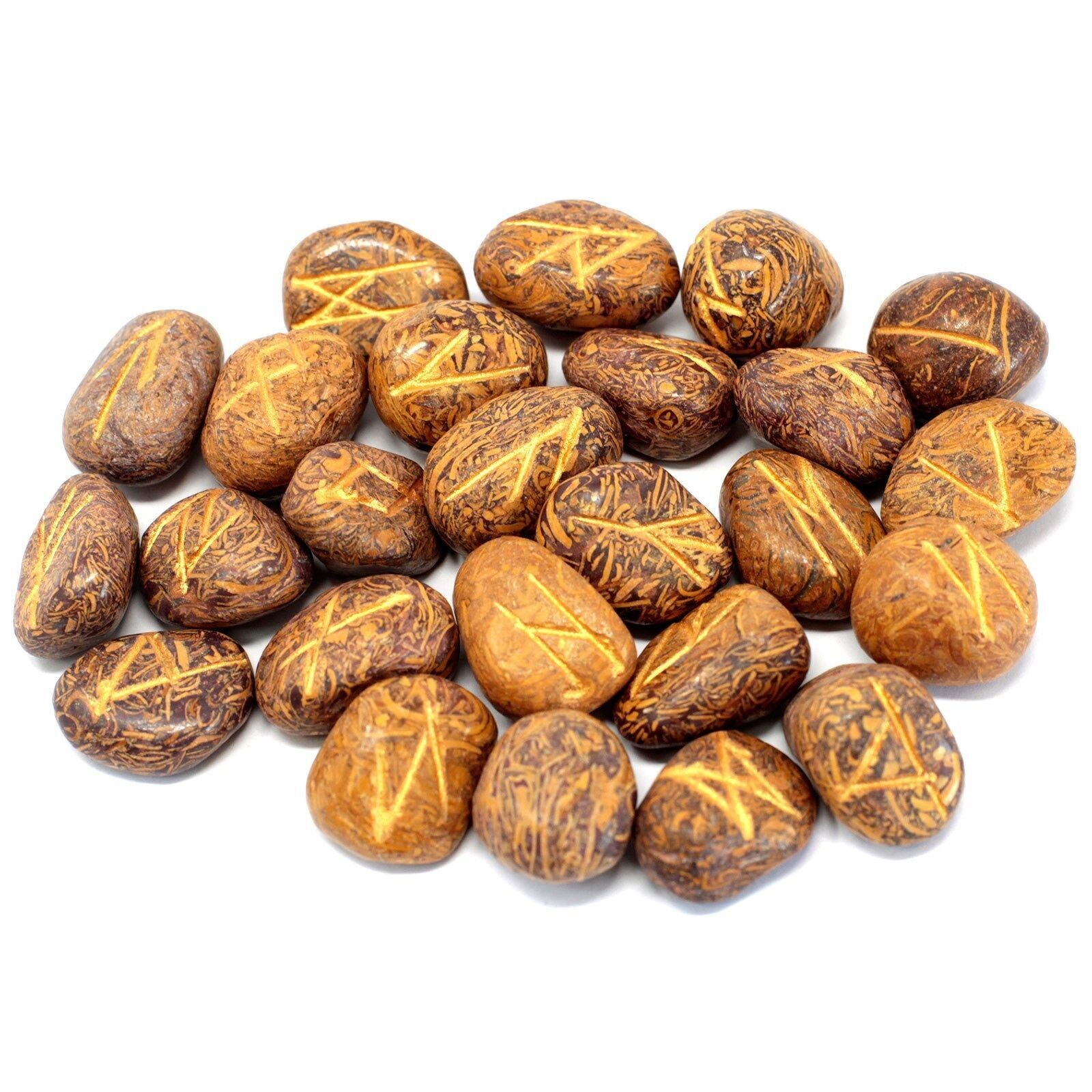 Rune-43 - Runes Stone Set in Pouch - Snake Jasper - Sold in 1x unit/s per outer