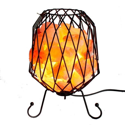 SaltFS-06 - Mesh Salt Rock Brazier Lamp, Cable, Bulb, Pink Salt - Sold in 1x unit/s per outer