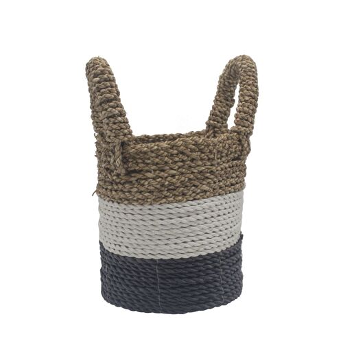 SBS-02 - Seagrass Basket Set - Dark Grey / White / Natural - Sold in 1x unit/s per outer