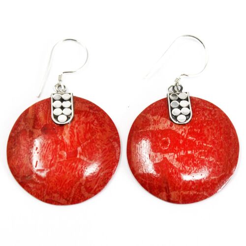 SEar-08 - Coral Style 925 Silver Earring - Disc Disc Décor - Sold in 1x unit/s per outer