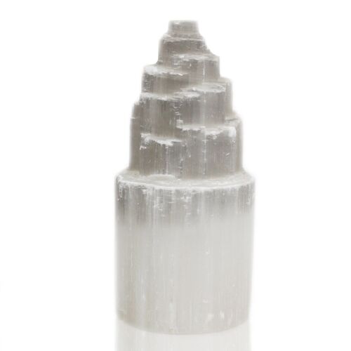 SelLp-02UK - Natural Selenite Tower Lamp - 20 cm (UK) - Sold in 1x unit/s per outer