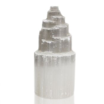 SelLp-02UK - Lampe tour en sélénite naturelle - 20 cm (UK) - Vendue en 1x unité/s par extérieur 1