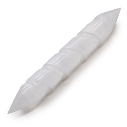 SelW-04 - Selenite Spiral Wands - approx 16 cm (Point Both Ends) - Sold in 1x unit/s per outer