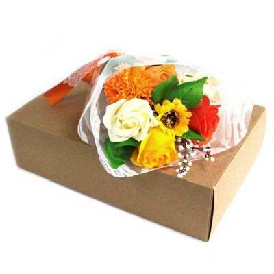 SFB-07 - Boxed Hand Soap Flower Bouquet - Orange - Verkauft in 1x Einheit/en pro Hülle