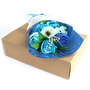 SFB-09 - Bouquet de fleurs de savon pour les mains en boîte - Bleu - Vendu en 1x unité/s par extérieur 1