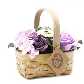 SFB-18 - Bouquet de lilas moyen dans un panier en osier - Vendu en 1x unité/s par extérieur 1