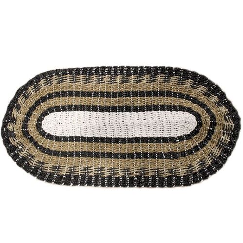 SGR-06 - Oval Seagrass Black, White & Tan - Classic - 60x120cm - Sold in 1x unit/s per outer