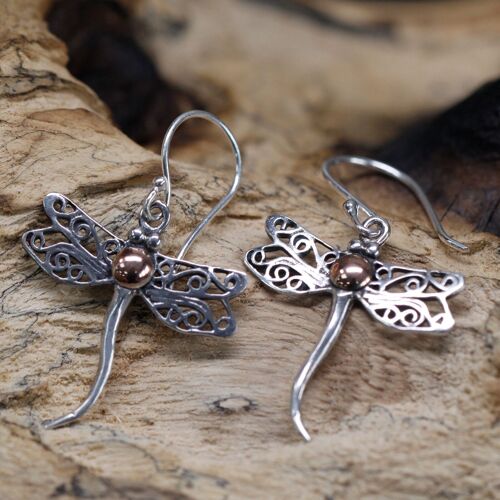 SGJ-05 - Silver & Gold Earring - Dragonflies - Sold in 1x unit/s per outer