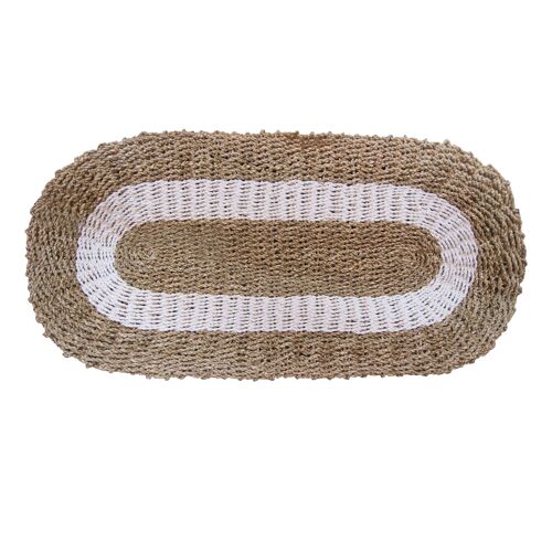 SGR-05 - Oval Seagrass Rug - White & Tan - Classic - 60x120cm - Sold in 1x unit/s per outer