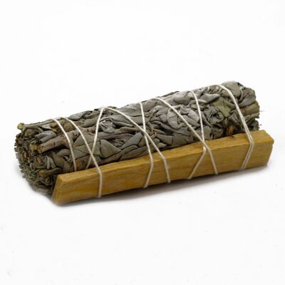 SmudgeS-54 - Smudge Stick - Salvia bianca e palo santo 10 cm - Venduto in 1 unità per esterno