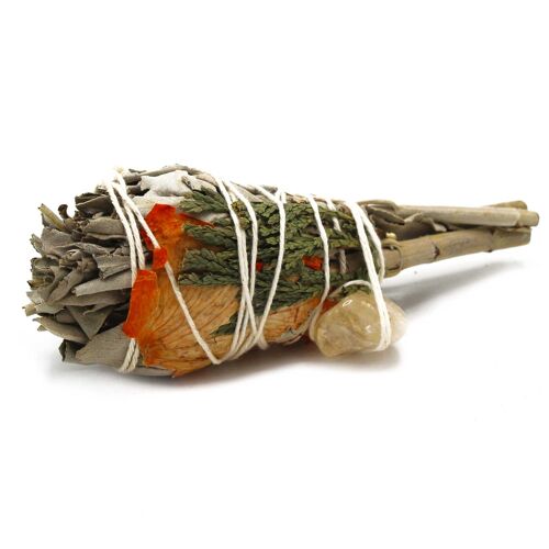 SmudgeS-58 - Smudge Stick - Cleansing Energy Sage Torch (Citrine) 10cm - Sold in 1x unit/s per outer