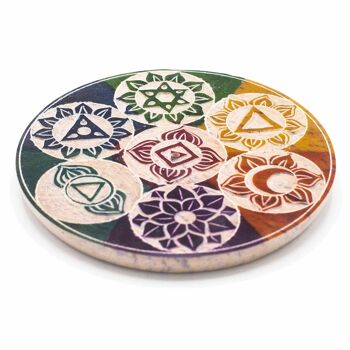 SoapISH-02 - Porte-encens disque en stéatite 10 cm - Sept Chakras - Vendu en 4x unité/s par extérieur 2