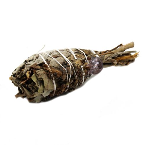 SmudgeS-57 - Smudge Stick - Spiritual Healing Sage Torch (Amethyst) 10cm - Sold in 1x unit/s per outer
