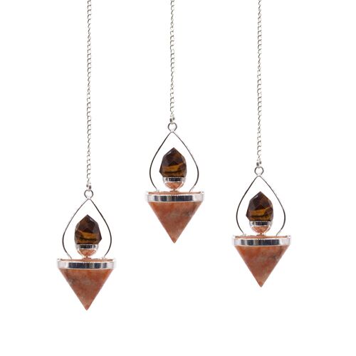 SpecMP-65 - Gemstone Lantern of Life Pendulum - Sunstone & Tiger Eye - Sold in 1x unit/s per outer