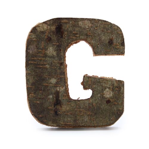 SRBL-09 - Rustic Bark Letter   - "G"  - 7cm - Sold in 12x unit/s per outer