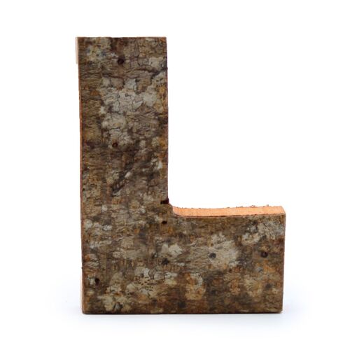SRBL-14 - Rustic Bark Letter   - "L"  - 7cm - Sold in 12x unit/s per outer