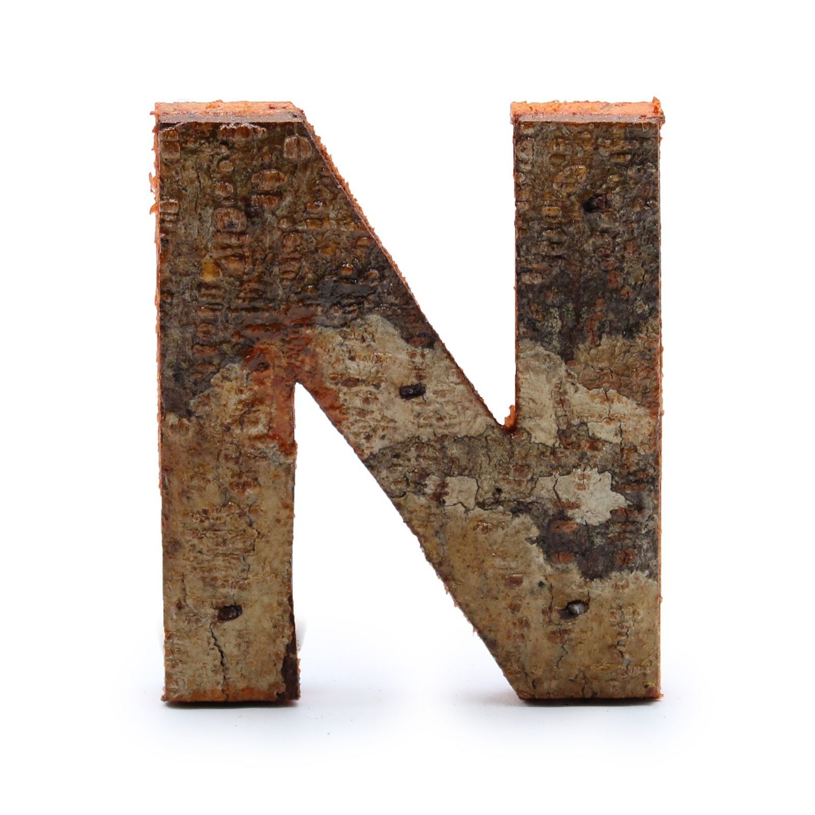 SRBL-16 - Rustic Bark Letter   - "N"  - 7cm - Sold in 12x unit/s per outer