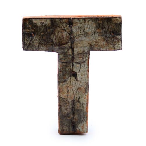 SRBL-22 - Rustic Bark Letter   - "T"  - 7cm - Sold in 12x unit/s per outer