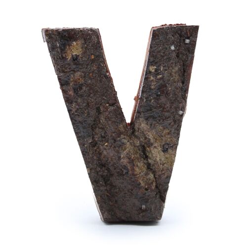 SRBL-24 - Rustic Bark Letter   - "V"  - 7cm - Sold in 12x unit/s per outer