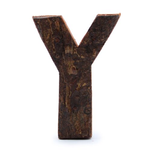 SRBL-27 - Rustic Bark Letter   - "Y"  - 7cm - Sold in 12x unit/s per outer