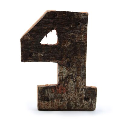 SRBL-36 - Numero di corteccia rustica - "4" - 7 cm - Venduto in 12 unità/i per esterno