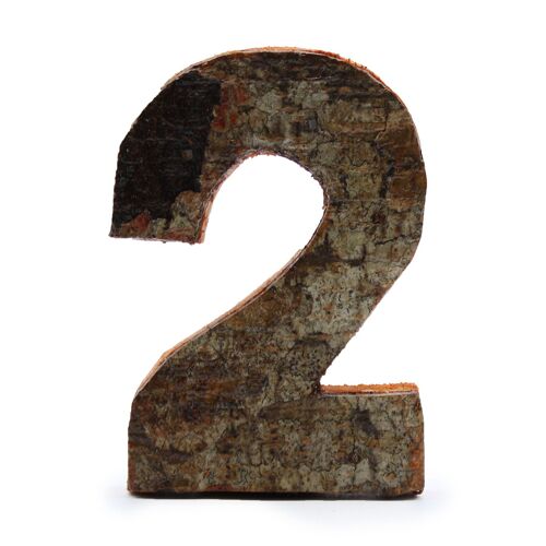 SRBL-34 - Rustic Bark Number - "2"  - 7cm - Sold in 12x unit/s per outer