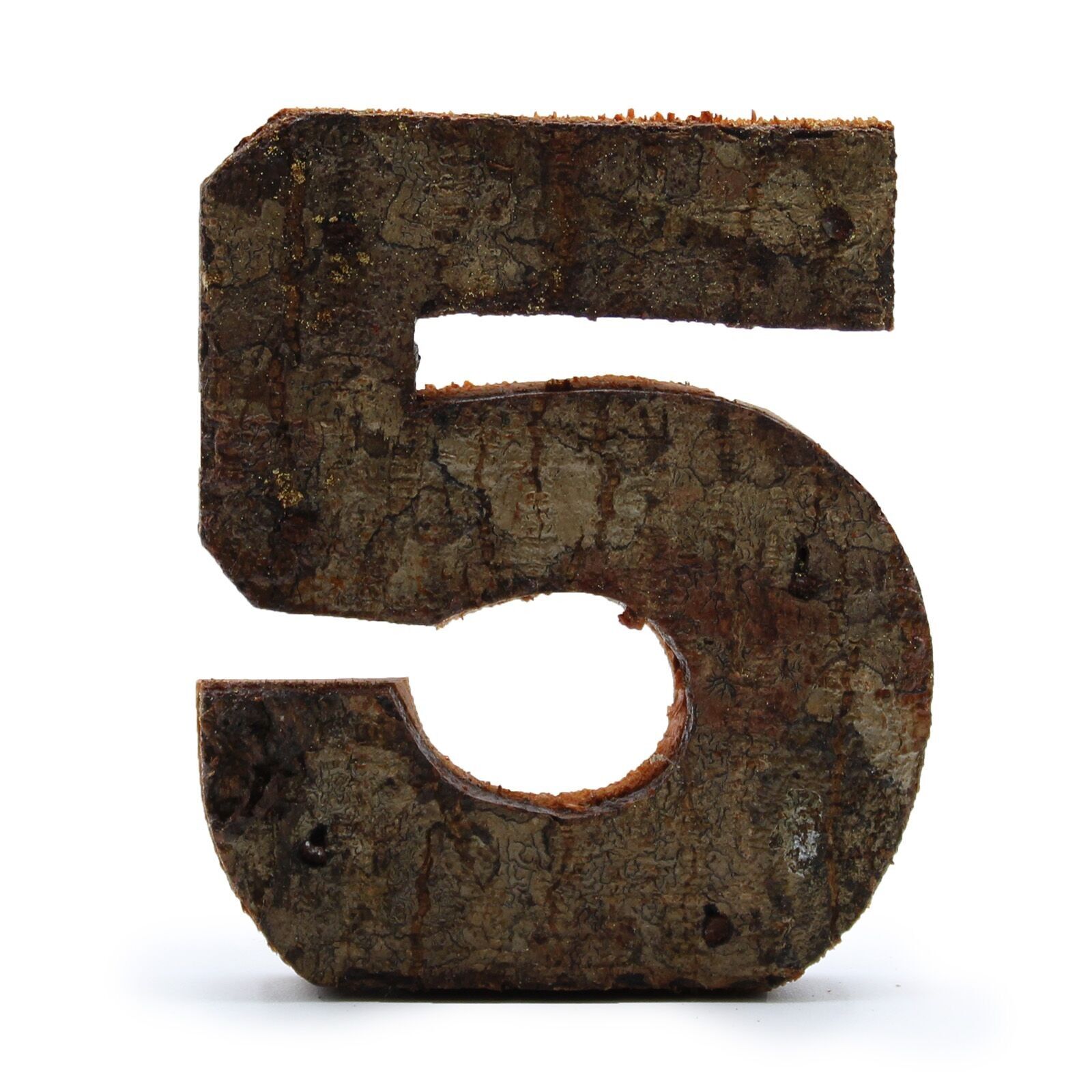 SRBL-37 - Rustic Bark Number - "5"  - 7cm - Sold in 12x unit/s per outer
