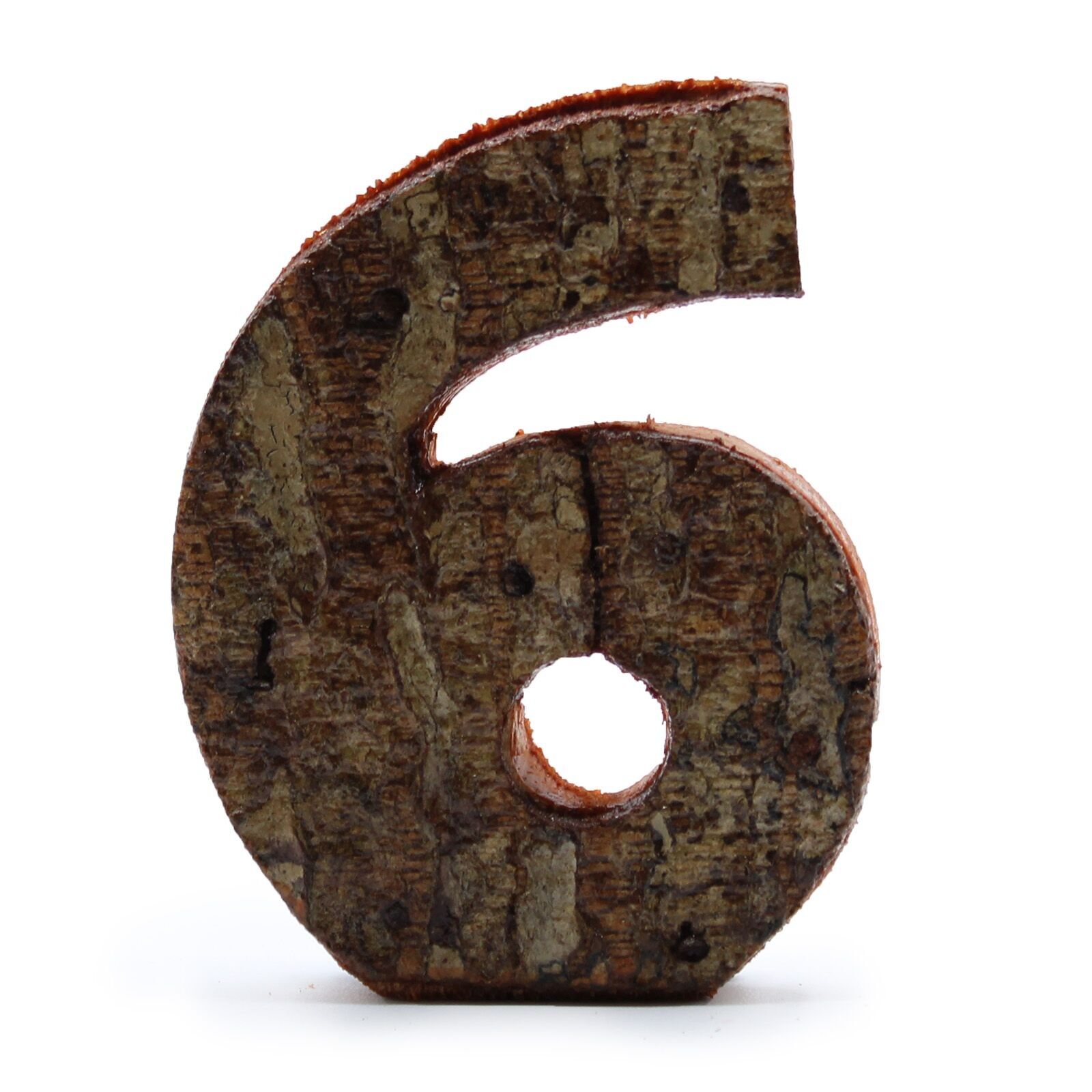 SRBL-38 - Rustic Bark Number - "6"  - 7cm - Sold in 12x unit/s per outer