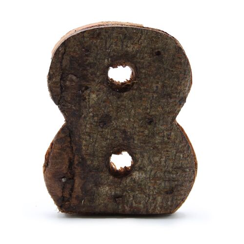 SRBL-40 - Rustic Bark Number - "8"  - 7cm - Sold in 12x unit/s per outer