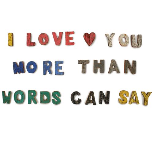 SRBL-43 - Colour Rustic Bark Letters - I love you more than words can say.. - Sold in 28x unit/s per outer