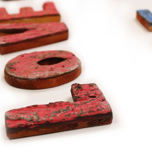 SRBL-45 - Colour Rustic Bark Letters - LOVE  (4x3) - Sold in 12x unit/s per outer