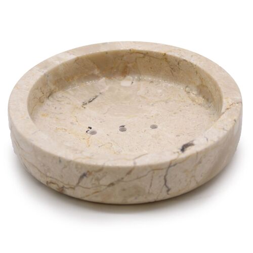 SSD-06 - Round Honey Marble Flat Soap Dish - Sold in 1x unit/s per outer