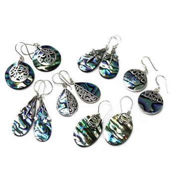 SSE-09 - Boucles d'oreilles en coquillage et argent - Larme - Abalone - Vendu en 1x unité/s par extérieur 3