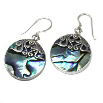 SSE-12 - Boucles d'oreilles en coquillage et argent - Disque classique - Abalone - Vendu en 1x unité/s par extérieur 1