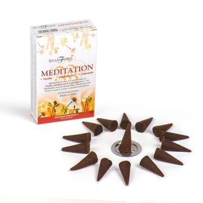 StamC-30 - Cônes d'encens de méditation Stamford - Vendus en 12x unité/s par extérieur
