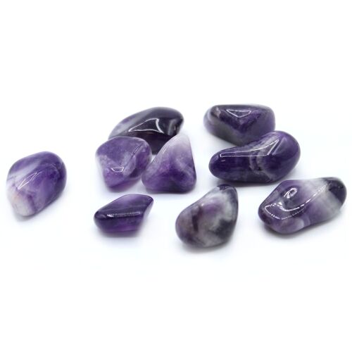 TBm-01 - L Tumble Stones - Amethyst Banded - Sold in 24x unit/s per outer