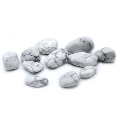 TBm-04 - L Tumble Stones - Howlite, Bianco - Venduto in unità 24x per esterno