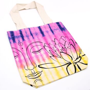 TDB-02 - Sac en coton Tye-Dye (6oz) - 38x42x12cm - Lotus Buddha - Multi Col - Poignée Naturelle - Vendu en 1x unité/s par extérieur 2