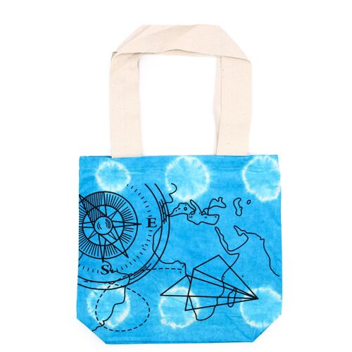 TDB-01 - Tye-Dye Cotton Bag (6oz) - 38x42x12cm - Compass - Blue - Natural Handle - Sold in 1x unit/s per outer