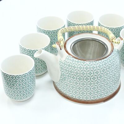 TeaP-04 - Set di teiere alle erbe - Mosaico verde - Venduto in 1 unità/i per esterno