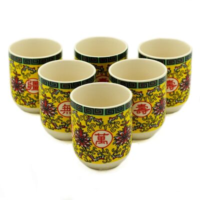 TeaP-16 - Tazas de té de hierbas - Diseño oriental de larga duración - Se vende en 6 unidades por exterior