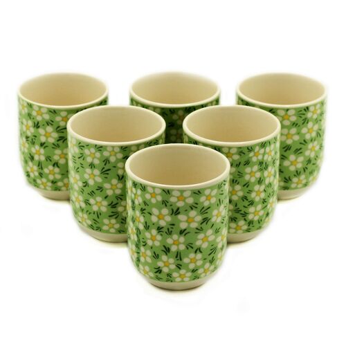 TeaP-21 - Herbal Tea Cups - Green Daisies - Sold in 6x unit/s per outer