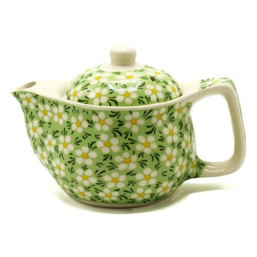 TeaP-14 - Small Herbal Teapot - Green Daisies - Sold in 1x unit/s per outer