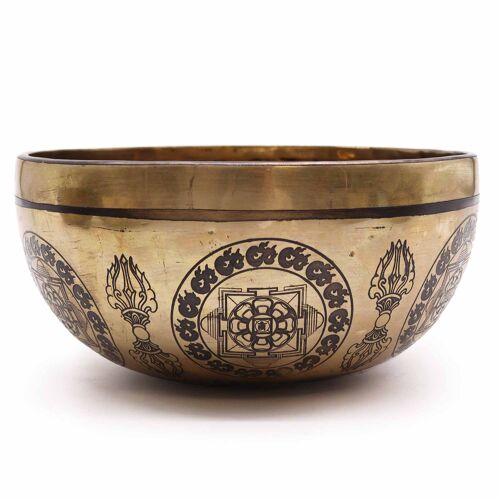 Tib-107 - Tibetan Healing Engraved Bowl - 21cm - 5 Buddhas - Sold in 1x unit/s per outer