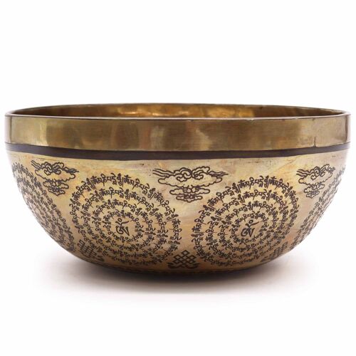 Tib-105 - Tibetan Healing Engraved Bowl - 21cm - Om & Buddha - Sold in 1x unit/s per outer