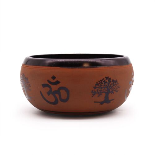 TIB-113 - Earth Powder Singing Bowl - Clay Om  Buddha - 16cm - Sold in 1x unit/s per outer