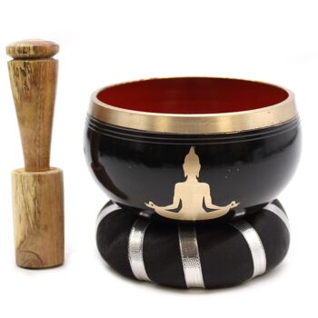 TIB-92 - Buddha Singing Bowl Set - Noir/Orange 10.7cm - Vendu en 1x unité/s par extérieur 1